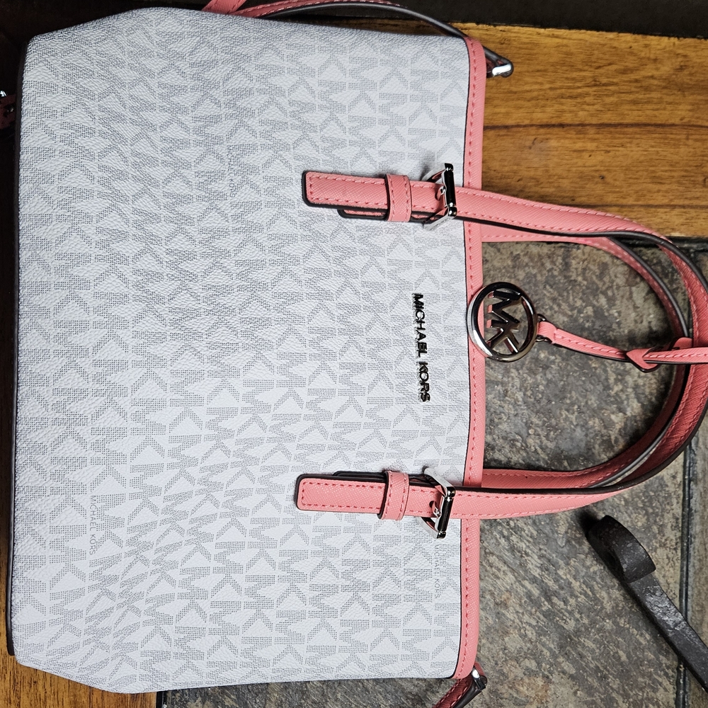 Michael Kors White and Pink Tote Bag